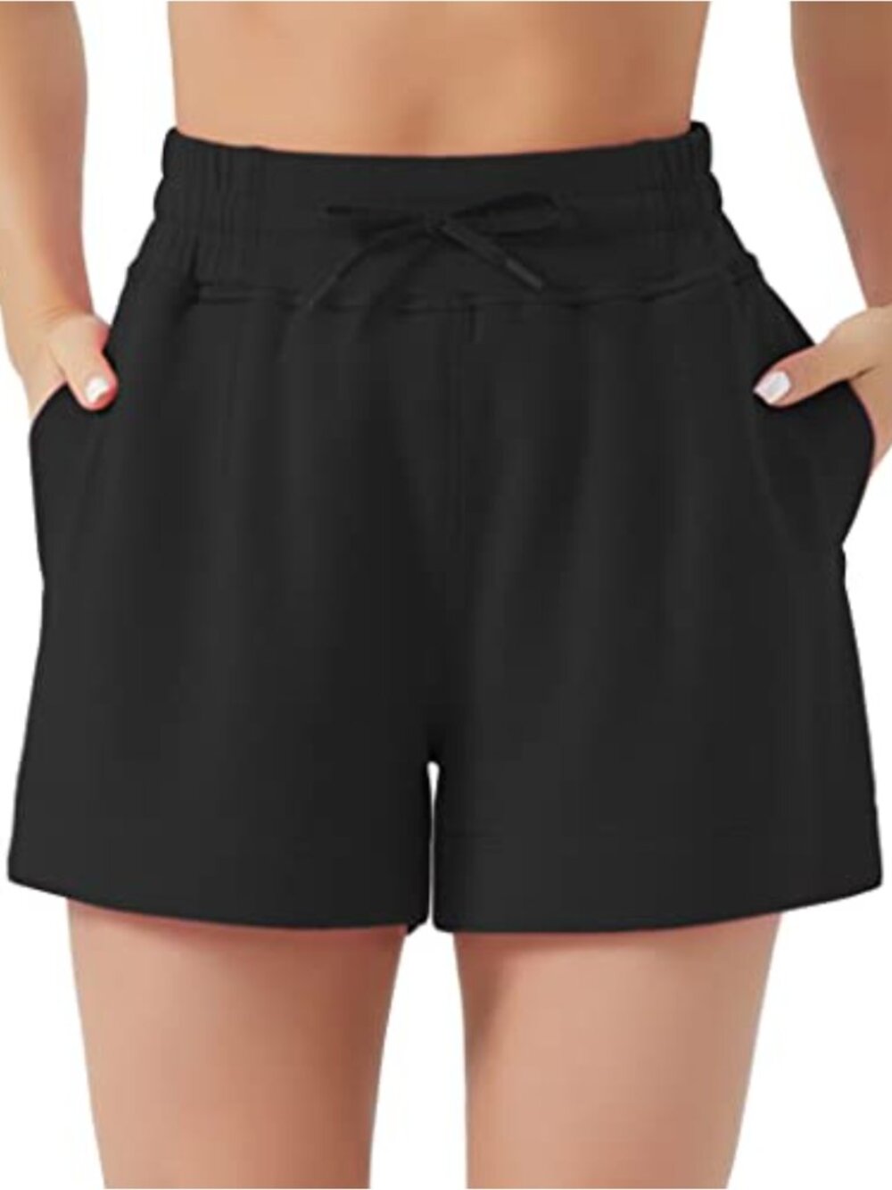 Women's High Waisted Drawstring Sweat Shorts Pockets Lounge Workout